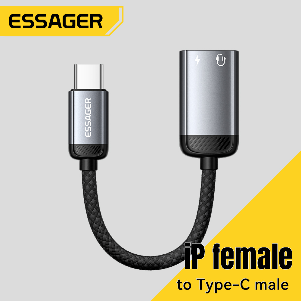 Wired Earphone Lightning - Essager Tipe C Kabel Adaptor Audio