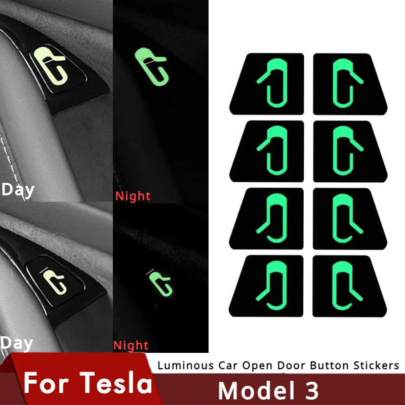 Tesla Tablet Accessories - Stiker tombol pintu mobil bercahaya, untuk