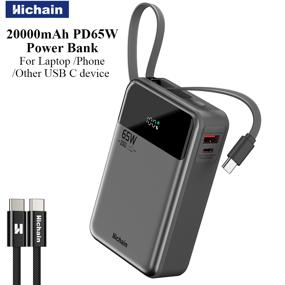 Wired Earphone Lightning - Hichain PD65W Power Bank 20000mAh Kabel