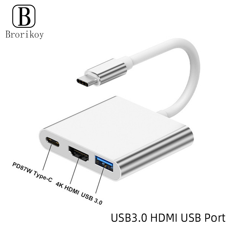 Hub USB Tipe C 3 In 1 Ke 4K HD - Huawei Tablet Accessories ulasan dan harga