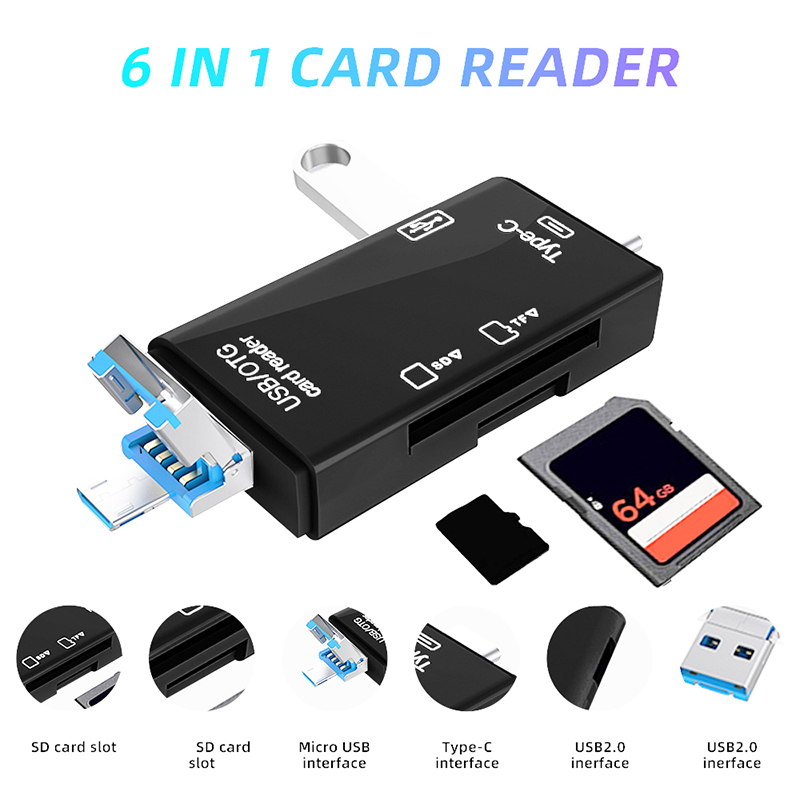Pembaca Kartu USB Tipe C 6 in  - Tablet Accessories For Reading ulasan dan harga